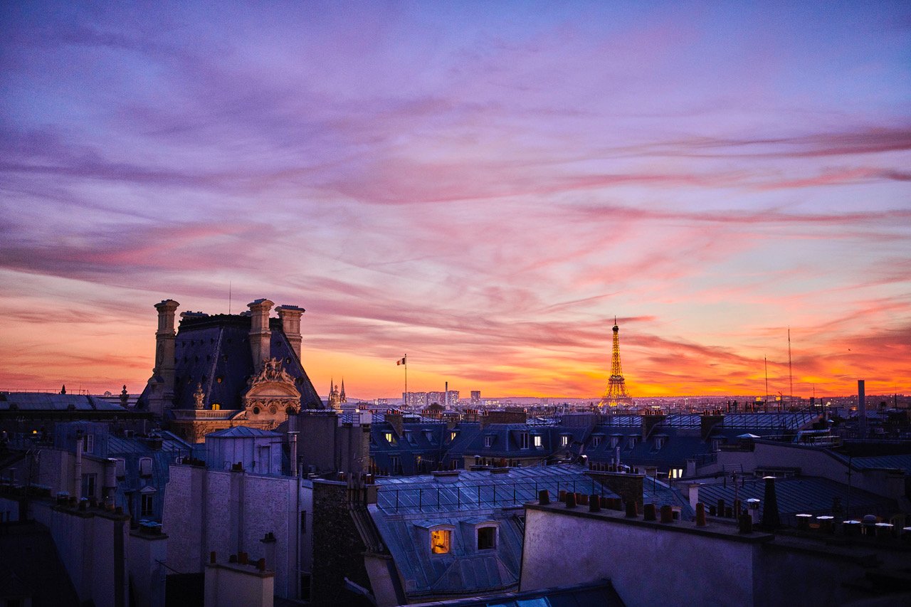 Paris rooftop view - sunset - news